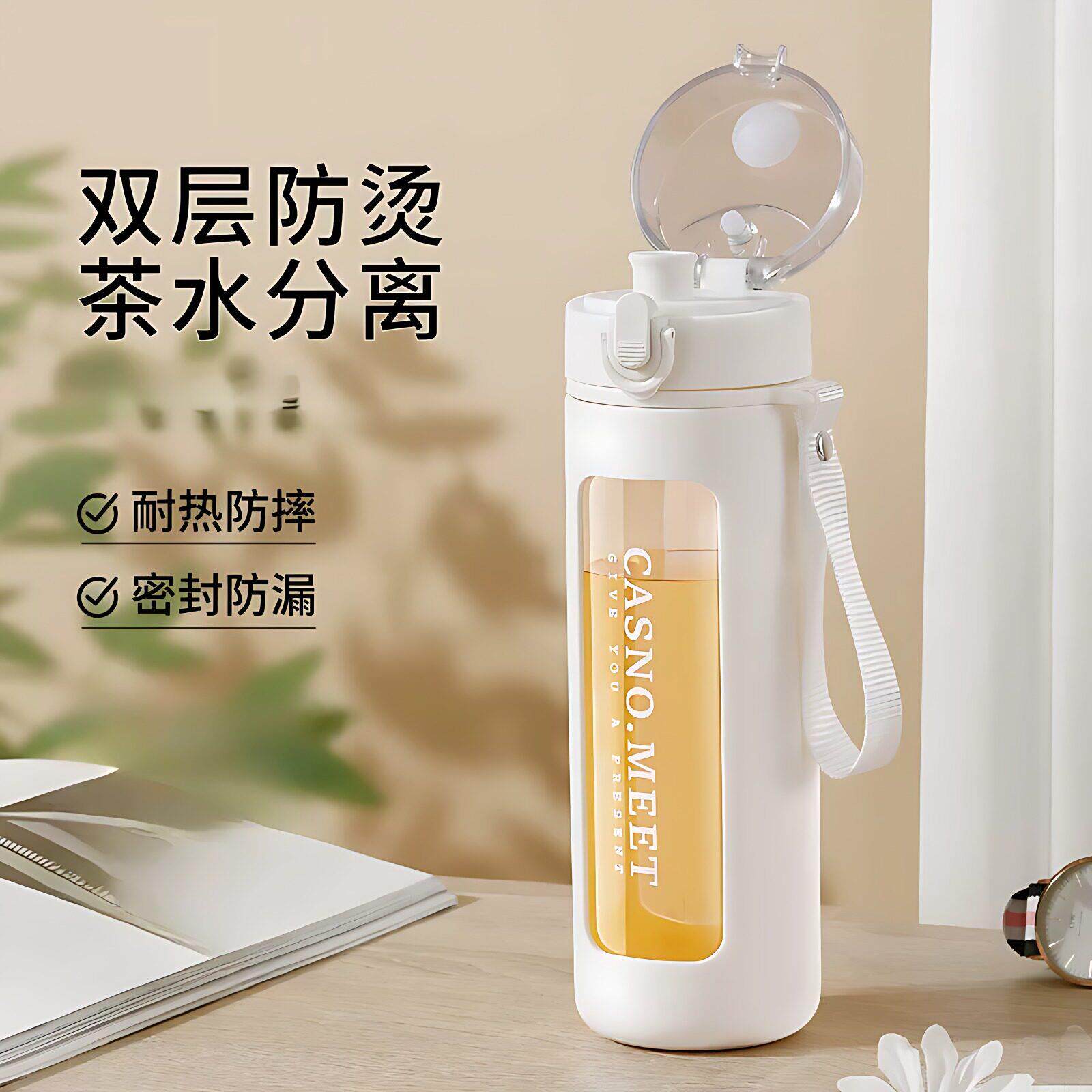 双层高硼硅玻璃杯2026新款水杯便携车载杯子耐摔耐高温