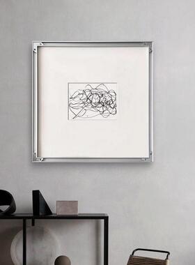 线性极简黑YJD白线条装现代饰简约书房挂画众小艺术画装置反框摆