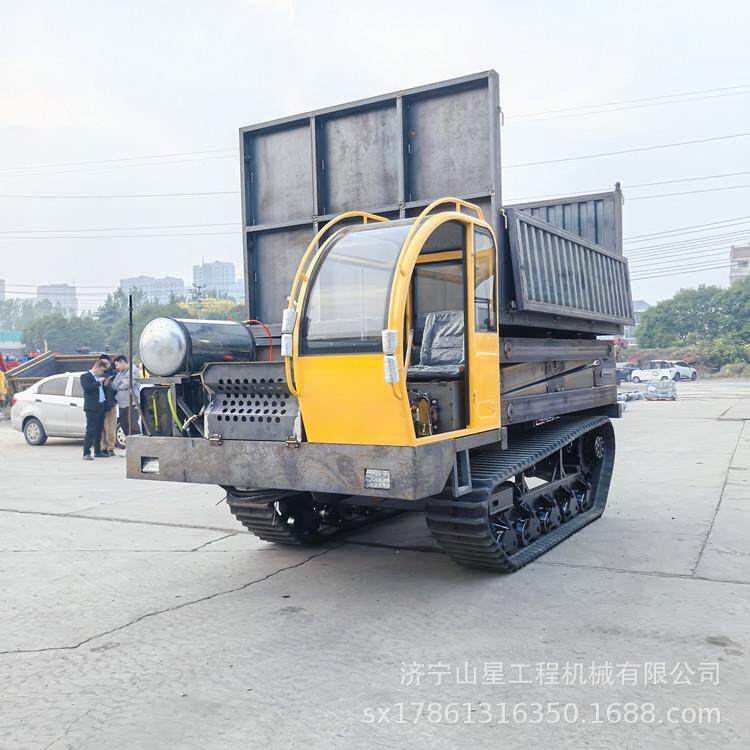 柴油动力钢制履带运输车无线遥控操作履带车10吨液压行走农用车