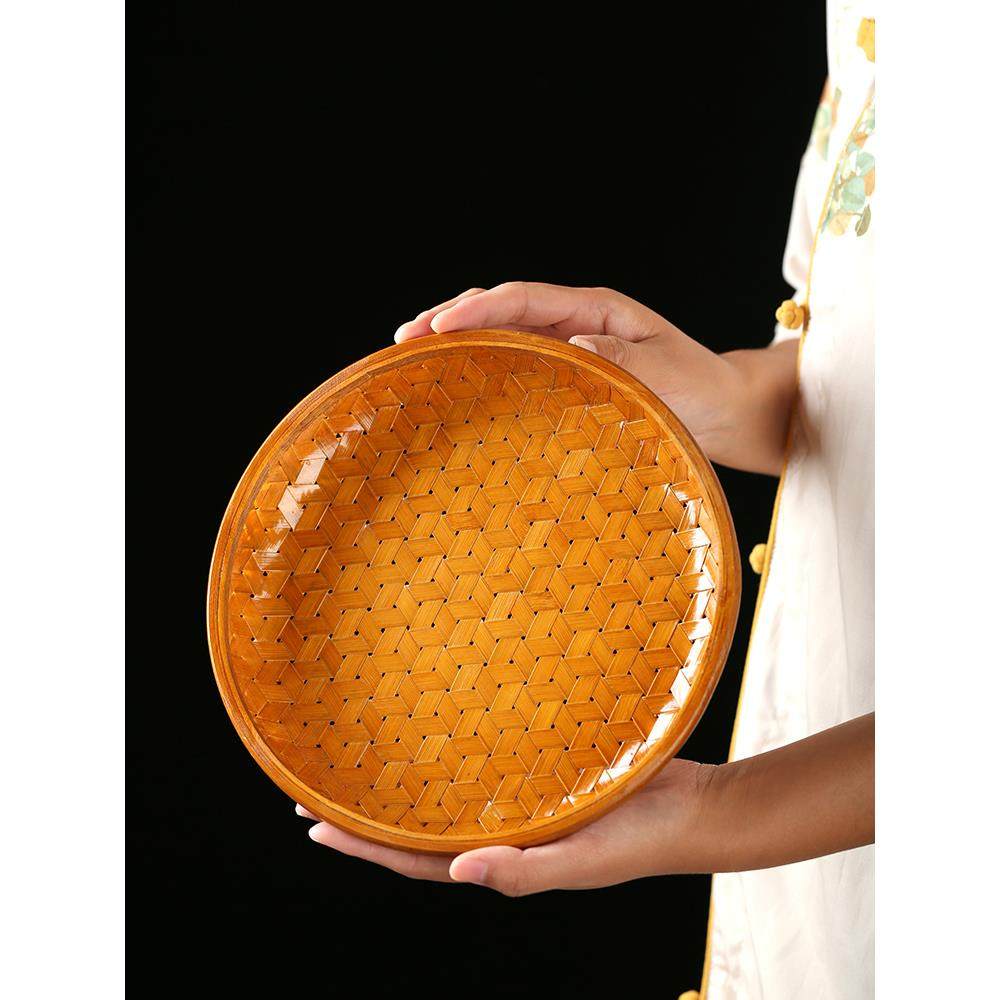 中式手工竹编果盘果篮客厅家用茶几茶具收纳篮坚果零食糖果收纳筐,特色手工艺,竹编/竹雕,淘宝优惠券,粉丝福利购,淘宝优惠卷