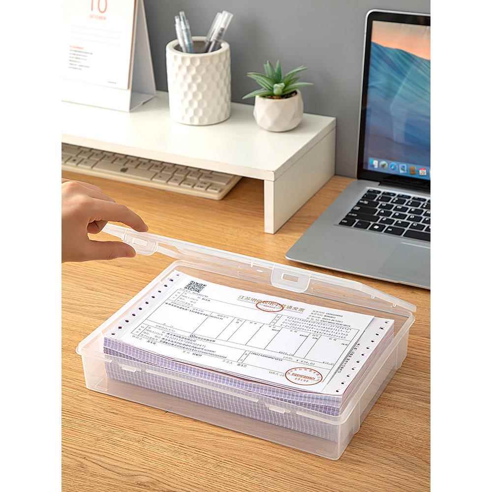 票据凭证收纳盒透明收据单据文件夹发票盒档案整理桌面资料文件盒
