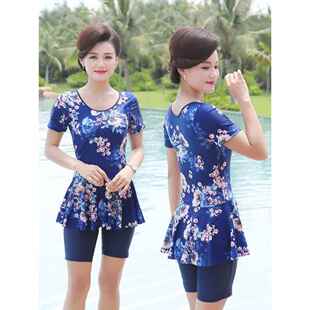 中老年泡0323d 遮肚显瘦保守分体裙式 夏款 妈妈泳衣女2026年夏新款