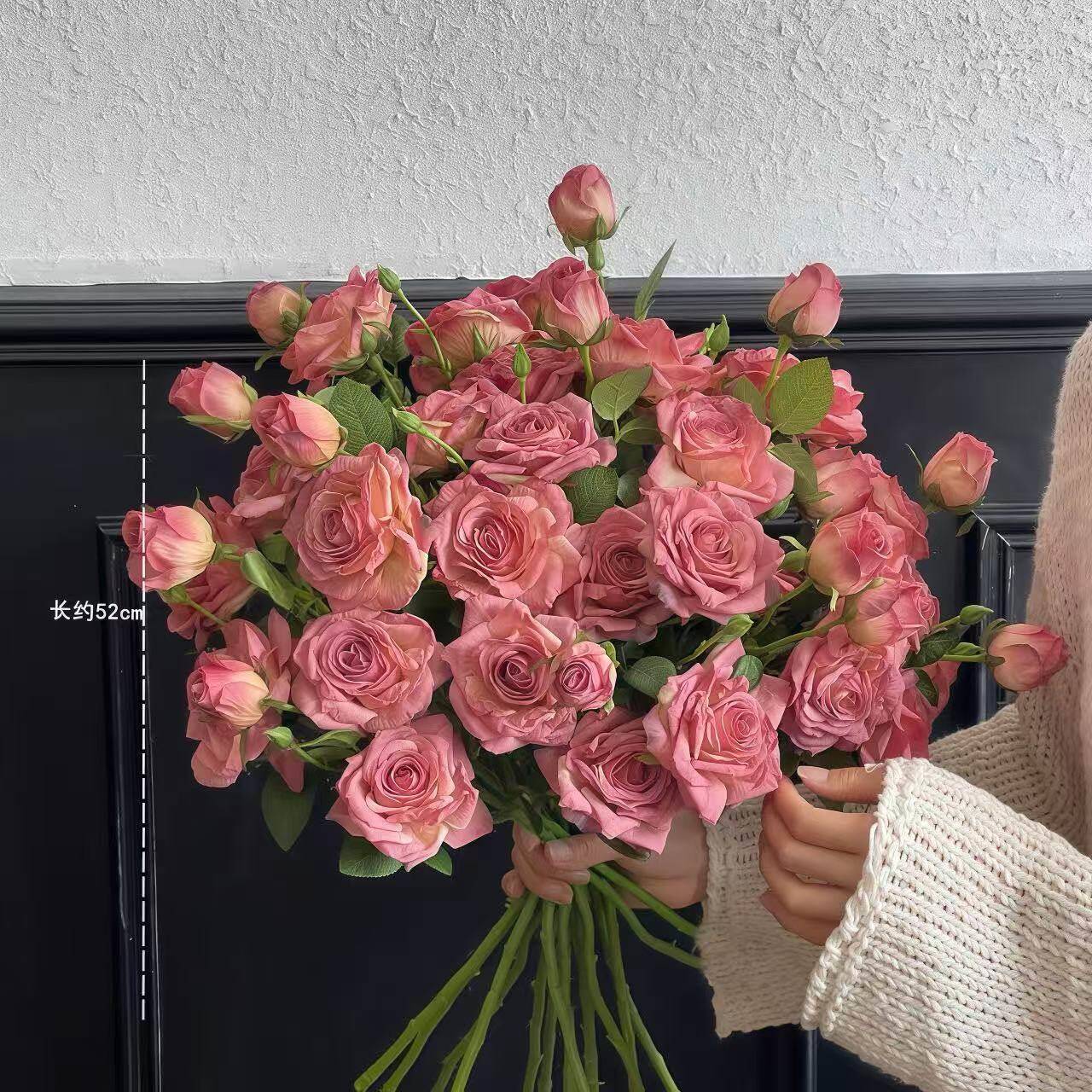 花艺仿真花复古焦边田园玫瑰束高档软装客厅家居摆件假花插花摆设