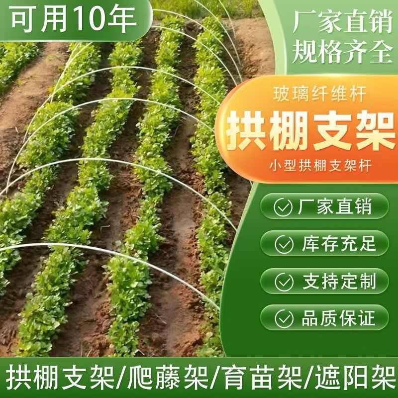 拱棚支架玻璃纤维保温育苗种菜爬藤杆菜地膜防雨拱杆实心大棚拱架