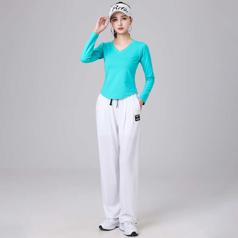 莫健身长袖步套装沐广场女新款妲服装运动衣服v舞鬼春夏舞蹈跳舞