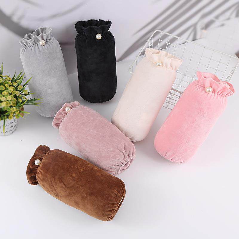 秋冬女短款毛绒袖套办公上班耐脏纯色套袖羽绒服棉衣袖口白色防脏