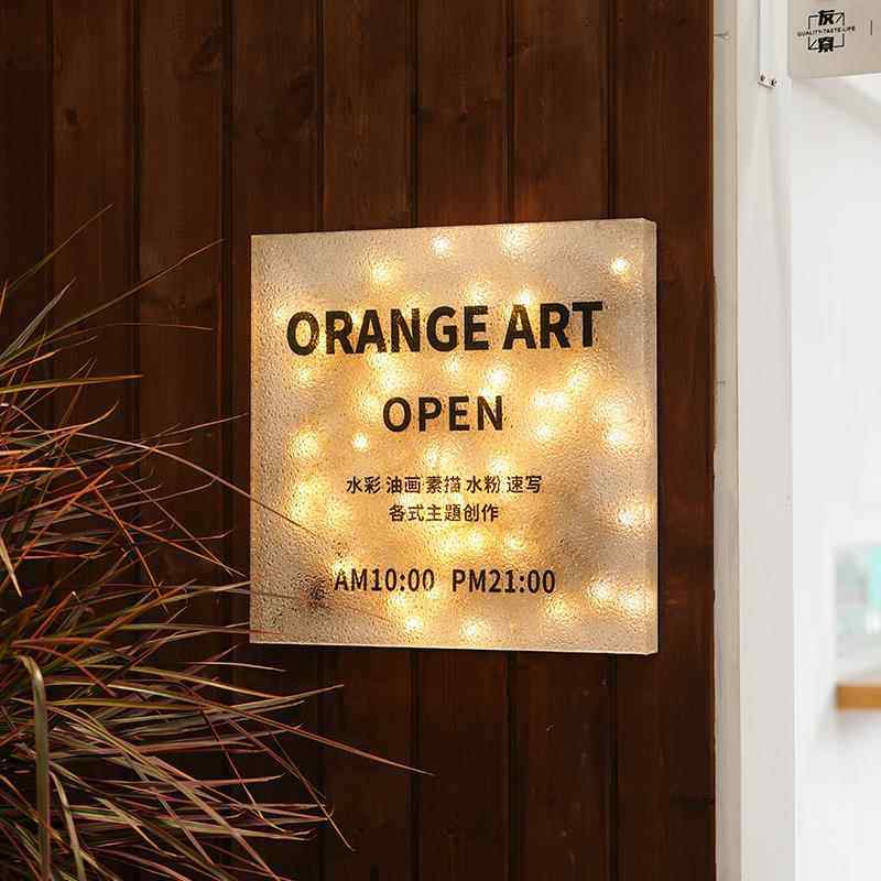 石头纹亚克力灯箱广告牌定制 店铺户外门头氛围感呼吸灯个性招牌