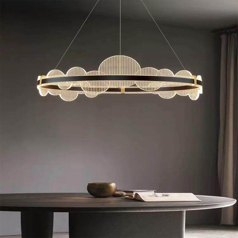 现代简约客厅吊灯轻奢卧室高档拉丝圈圈家居大气别墅餐厅灯具