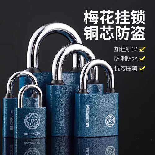 Plum Blossom Lock with Pure Copper Core, Blue Waterproof and