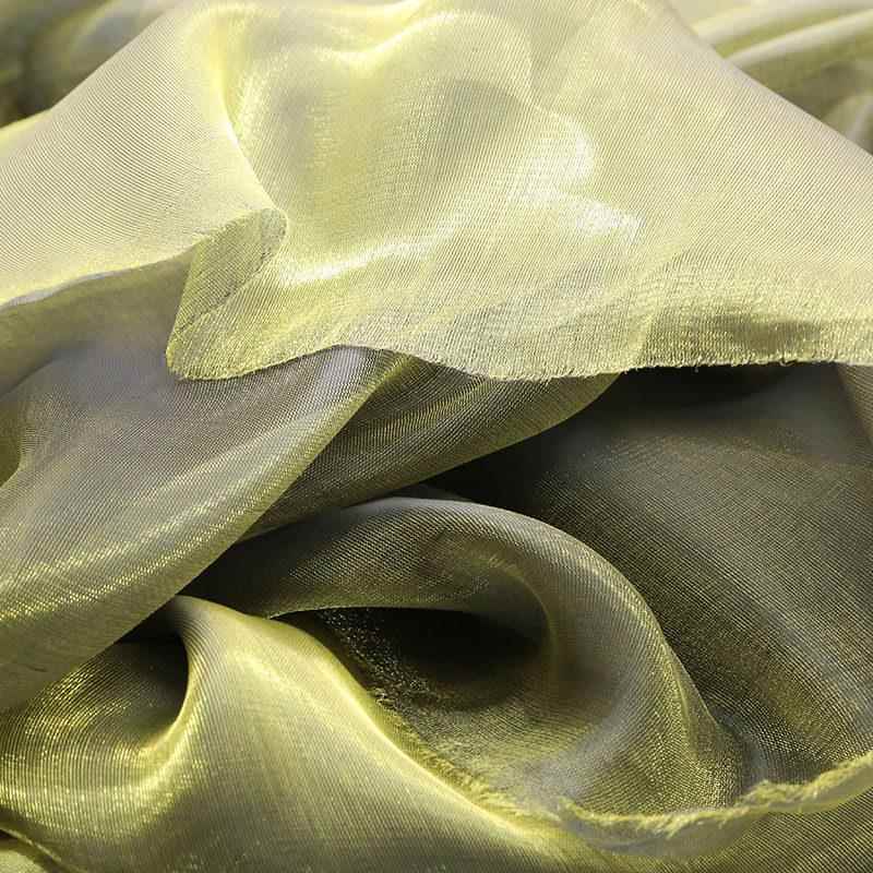 琉璃幻彩欧根纱布料 柔软半透明光泽鎏金网纱 舞台服装设计师面料