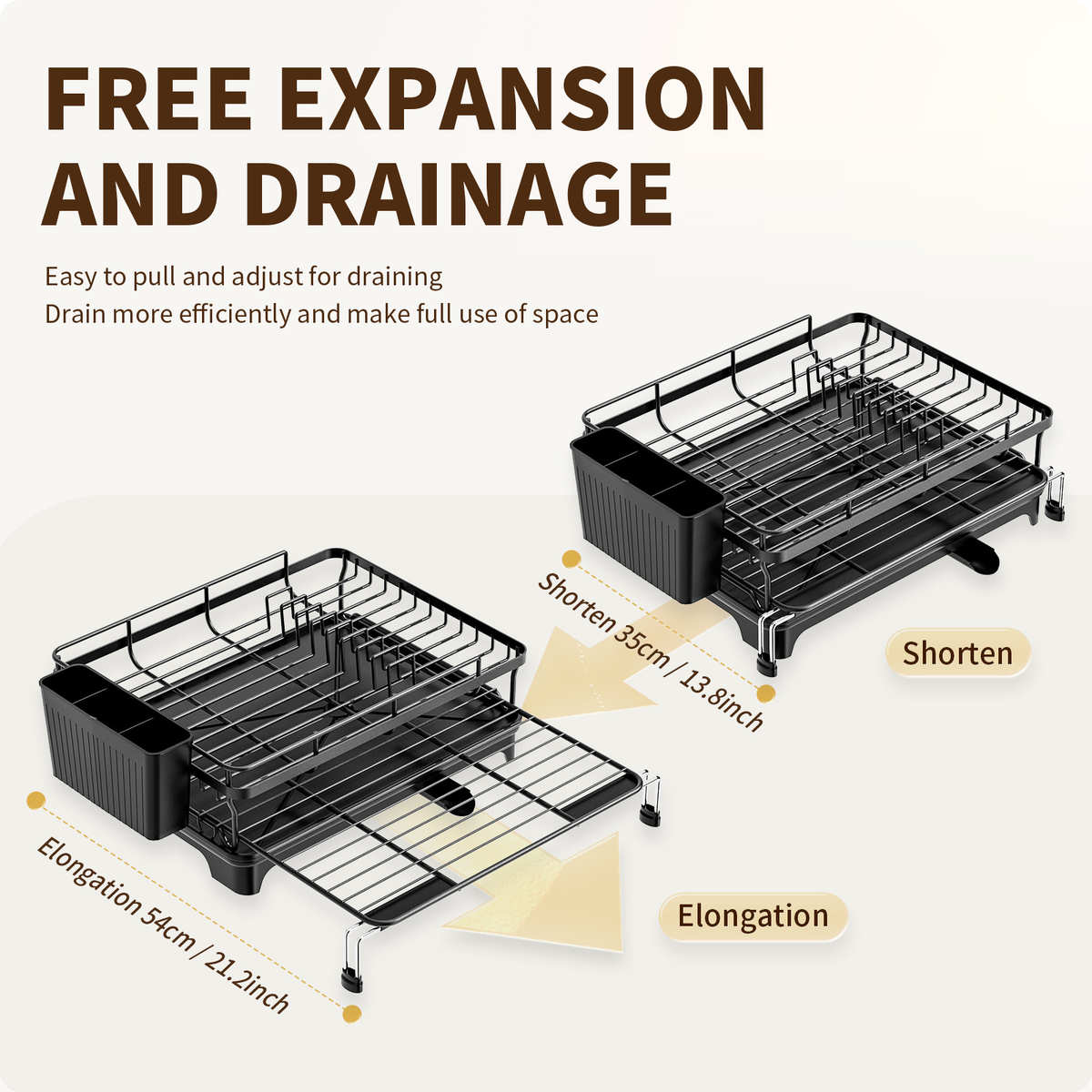 可碗架防锈伸缩收纳家用厨房台面沥水双层架碗碟架碗多功能