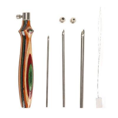 7Pcs Wooden Embroidery Pens Punch Needle Set Adjustable