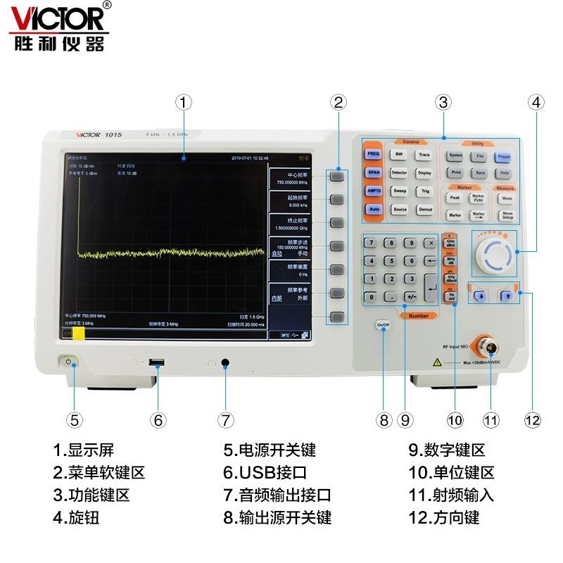 胜利VC1015带跟踪源频谱仪数字频谱分析仪双频带频谱分析仪