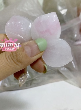 老料器花瓣汉服发簪大白色透粉叶子10片Yz-86