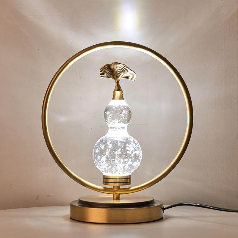 新中式创意全铜葫芦水晶台灯轻奢中国风民宿氛围客厅装饰卧室床头