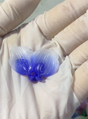 老料器花瓣汉服发簪蓝白宽兰花20片L-08