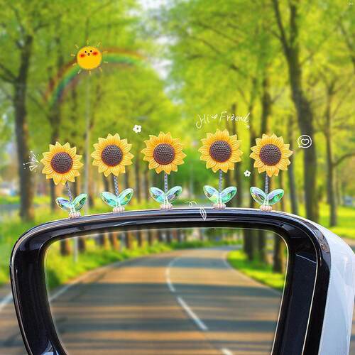 2025 New Car Ornament Swinging Sunflower Car Interior Decora