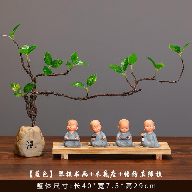 高档新中式意小和尚家禅居品客厅玄关饰办公室桌装面电视酒柜摆设