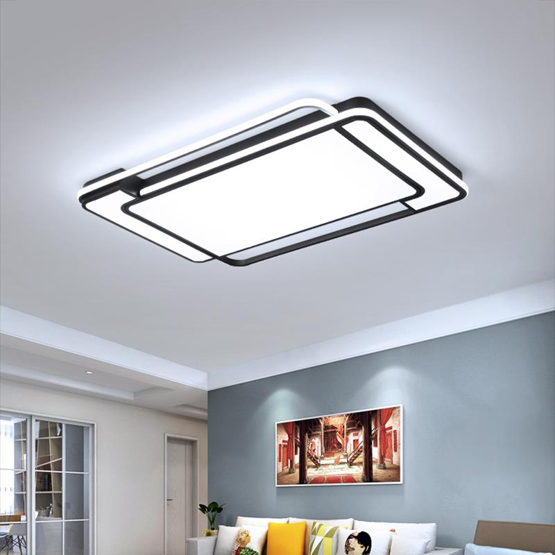 LED灯客厅灯卧室吸顶灯现代简约创意家装大气方形侧发光套餐灯具