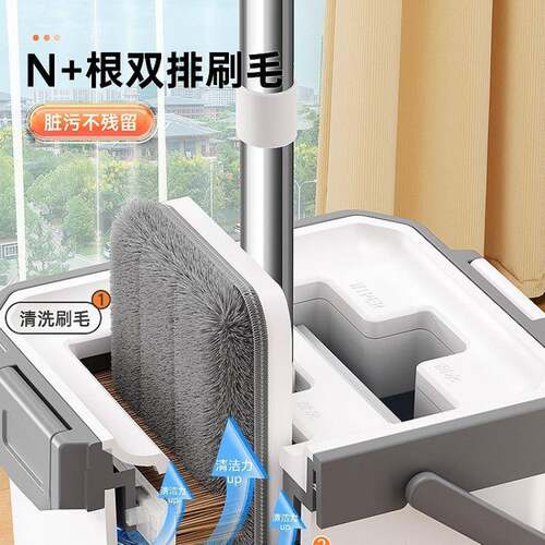 拖把用一拖净新35平款板免刮手洗拖布桶懒人墩布刮乐家拖地