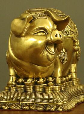 直销新款纯铜生肖猪发财猪存钱罐客厅办公室公司店铺铜摆件装饰品