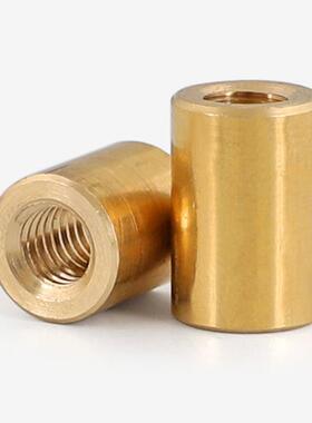 黄铜双通圆形加长柱孔通丝通牙螺母螺帽手拧铜柱M1.6M1.8M2M2.5M3