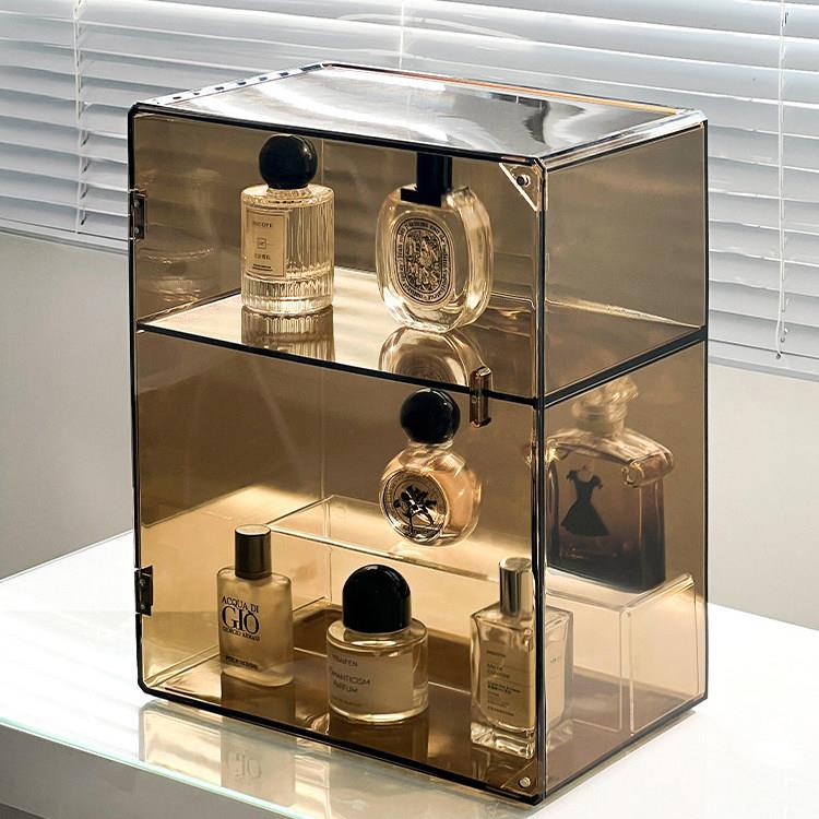 欧式香水收纳透明亚克力化妆品分层盒桌面防尘多层实用型展示柜