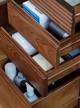 北黑胡桃全实木斗柜梳妆台简约樱一桃木体美小户VHZ型多功能化妆