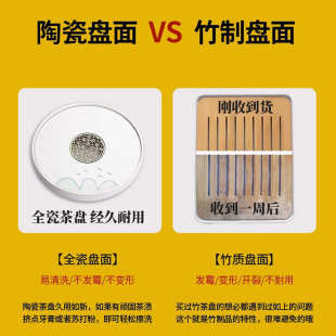 粗陶茶盘家用茶海沥水盘陶瓷圆形储水盘办公会客干泡茶台茶具托盘