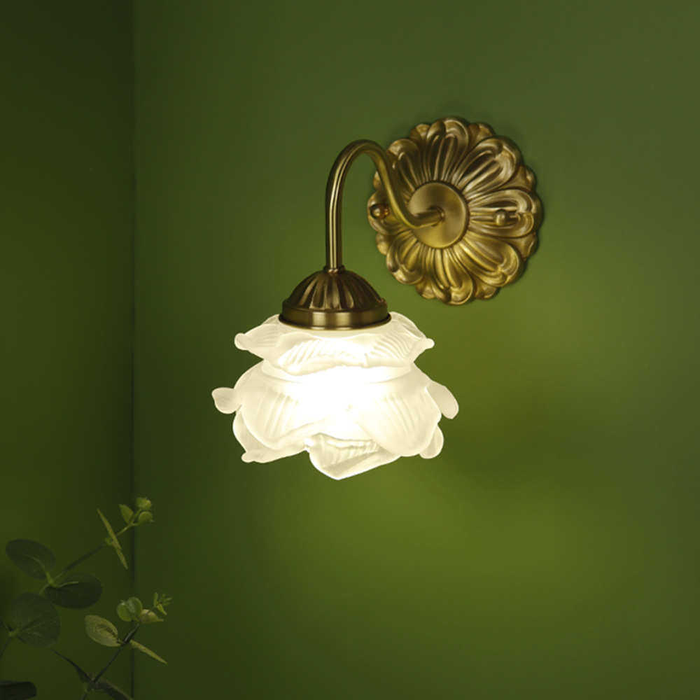 法式轻奢复古宫廷风壁灯欧式中古客厅过道背景墙小玫瑰卧室床头灯
