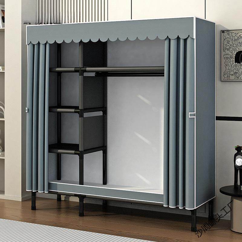 简1易柜家用卧室钢架加粗加厚钢管组装布柜租房结实衣衣耐出用柜