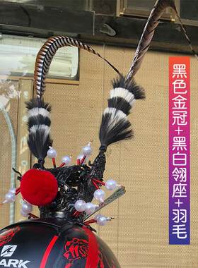 齐天大圣紫金冠机车装饰摩托头盔孙悟空头冠仿真羽毛头冠配件1.1