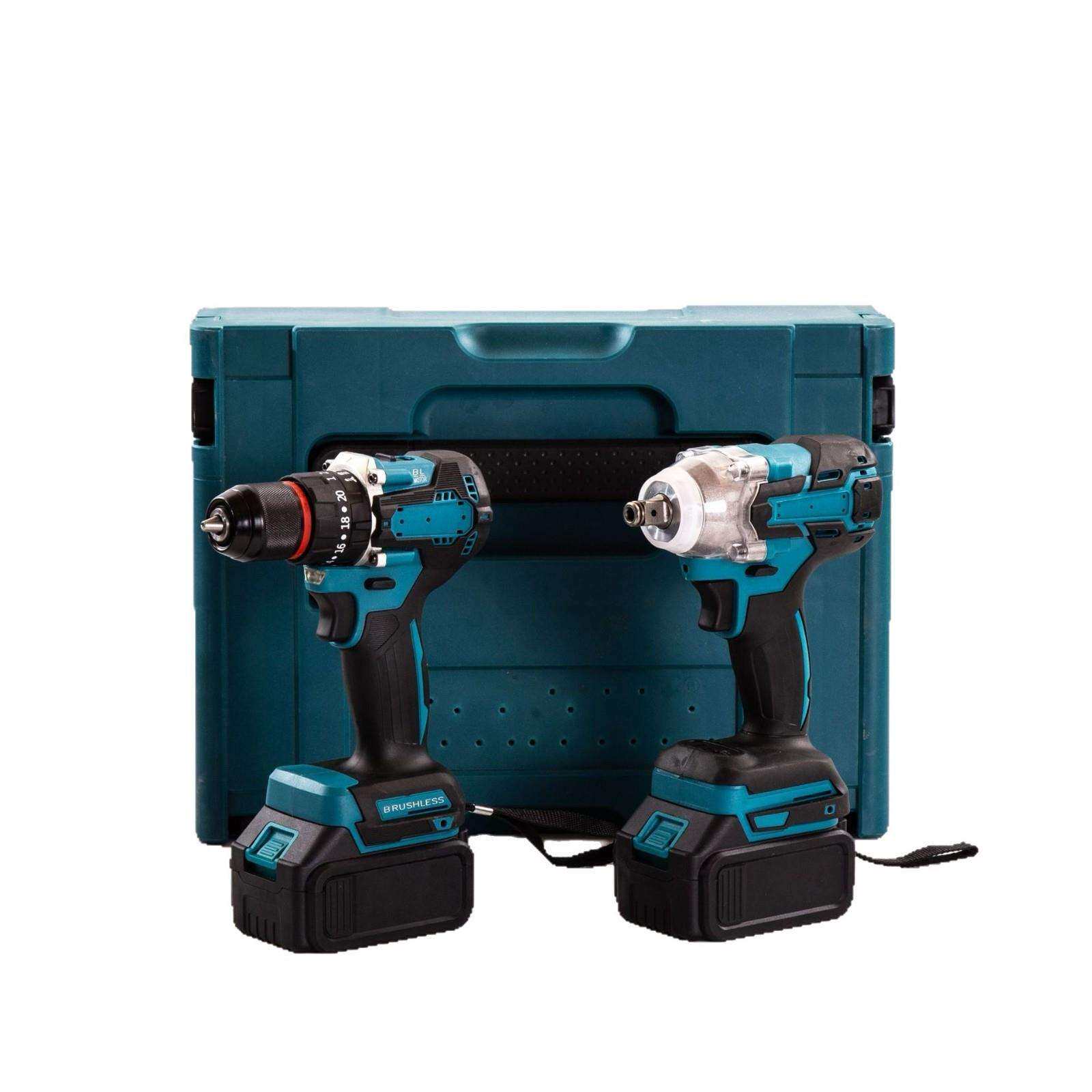 锂电起子机两件套跨境锂电电动扳手锂电电钻家用小型工具套装