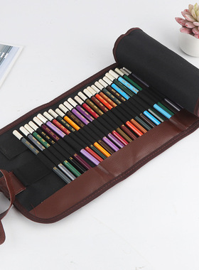 36色笔帘彩色铅笔专用48色笔帘铅笔帆布笔袋学生美术专业笔帘