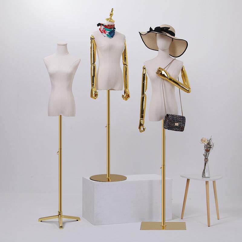 女模特道具女装店金色手臂橱窗档展示架婚纱拍照半身服装模特架