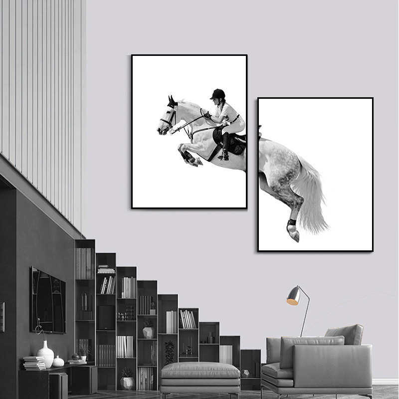 现代简约客厅烤瓷画马创意组合墙画现代简约卧室壁画北欧餐厅挂画