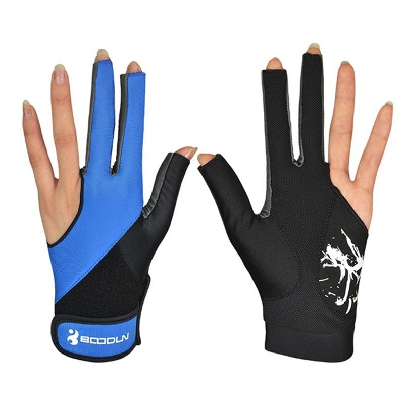 跨境露指高档三指台球手套超纤耐磨舒适台球厅桌球手套单只装