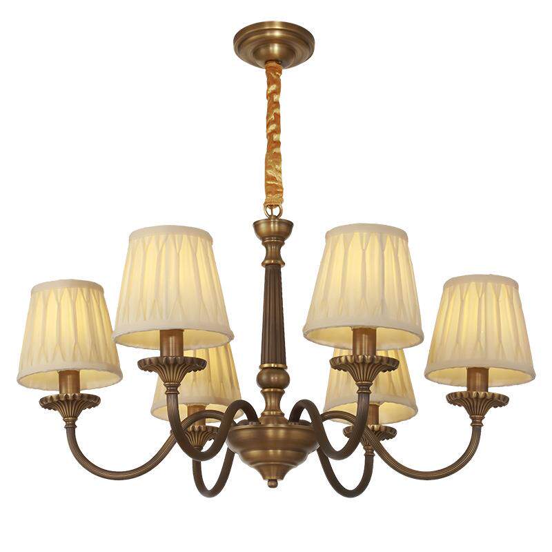 美式简约客厅灯 现代大气创意轻奢餐厅卧室欧式田园复古全铜吊灯