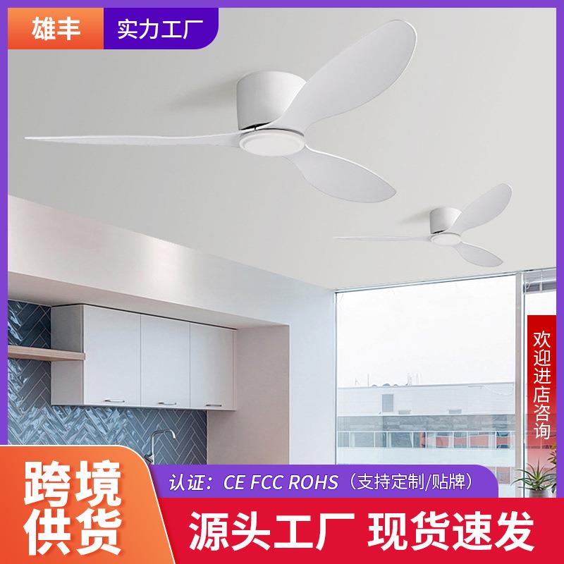 跨境现代吊扇LED灯直流电机大风量遥控厨房卧室餐厅露台风扇灯