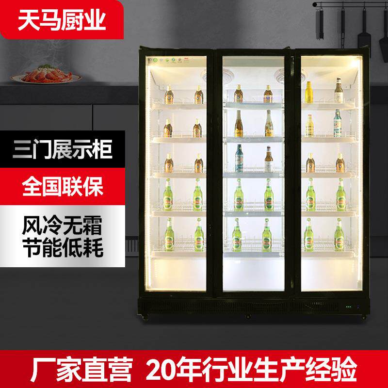 网红酒水柜立式啤酒饮料柜酒吧商用展示柜三门冷藏柜
