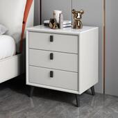 全实木代卧简约轻奢现三层抽屉床头柜柜斗皮质床头柜室床边柜加高