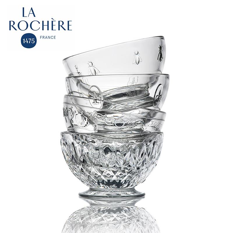 法国La Rochere浮雕玻璃水果沙拉碗高脚甜品碗早餐燕麦碗冰激凌碗
