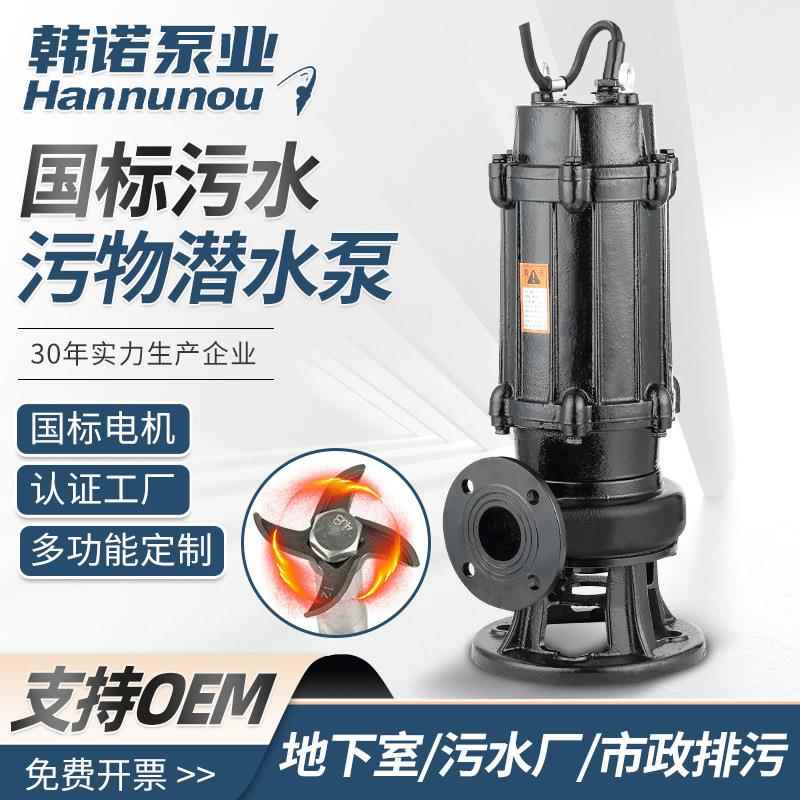 工厂WQ污水泵铸铁大流量泥浆地下室防汛无堵塞排污泵支持