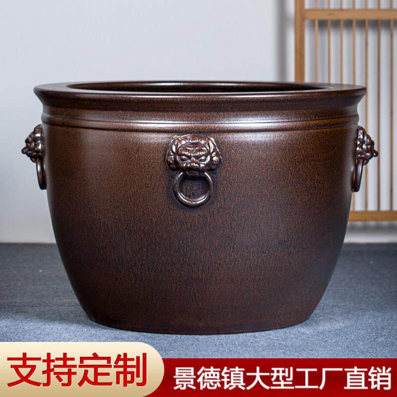 景德镇彷古陶瓷大缸狮耳虎头风水缸院子荷花鱼缸庭院寺庙摆设大缸
