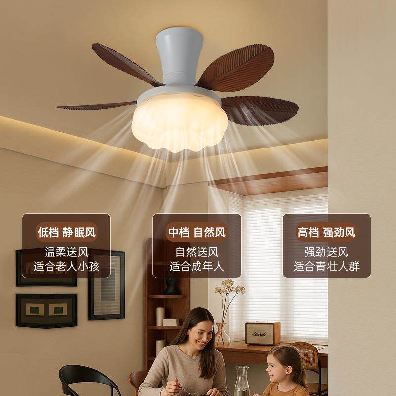 中古风吸顶风扇灯一体电扇灯卧室阳台简约餐厅LED吊扇灯中山灯具