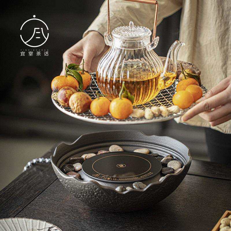 围炉煮茶电陶炉家用室内电陶煮茶器煮茶炉玻璃茶壶考茶炉套装插电