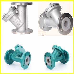 16C 100 DN25 铸钢不锈钢304衬四氟Y型法兰过滤器GL41F46