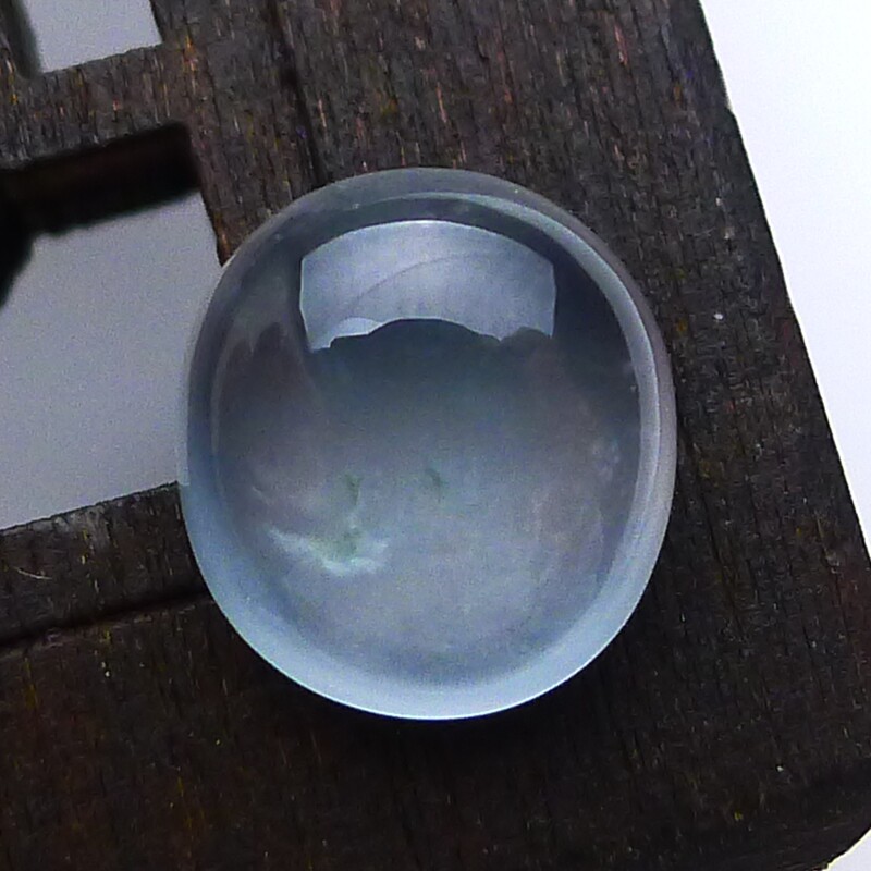 天然缅甸翡翠A货冰种可镶嵌戒指吊坠老坑戒面椭圆冰白蛋面0.71g