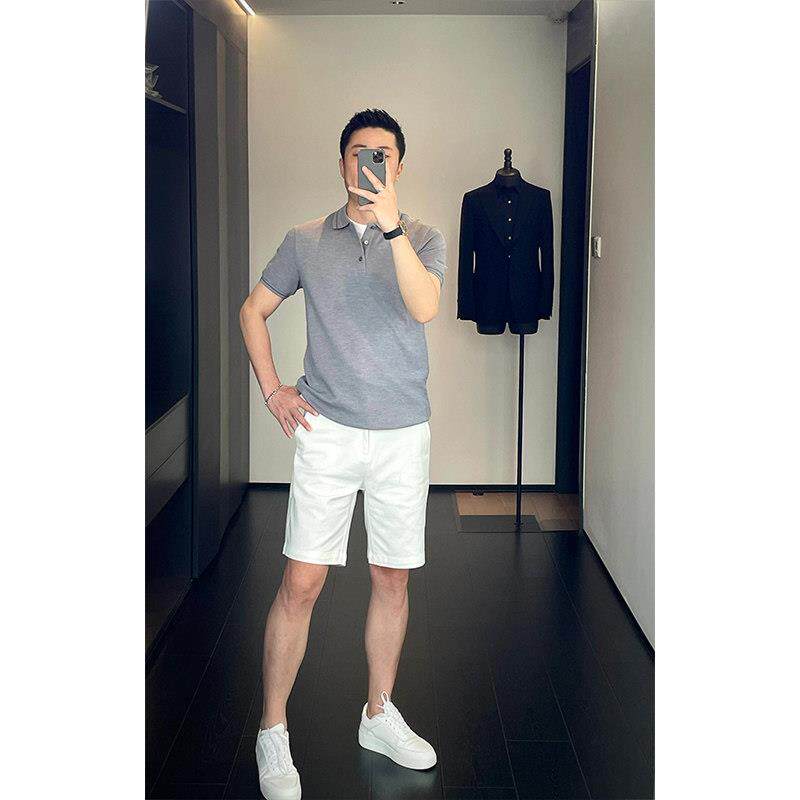 冰丝短裤男士夏季薄款潮牌商务修身直筒五分裤弹力宽松休闲中裤子