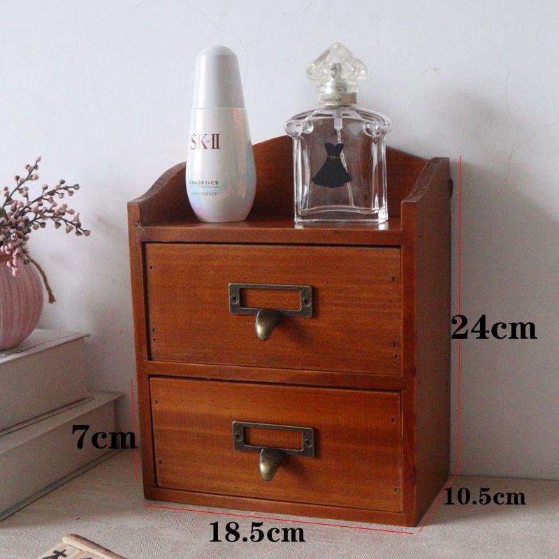 新款z新akka桌复古创意木质饰收纳盒面抽屉式收纳盒分隔小木首盒